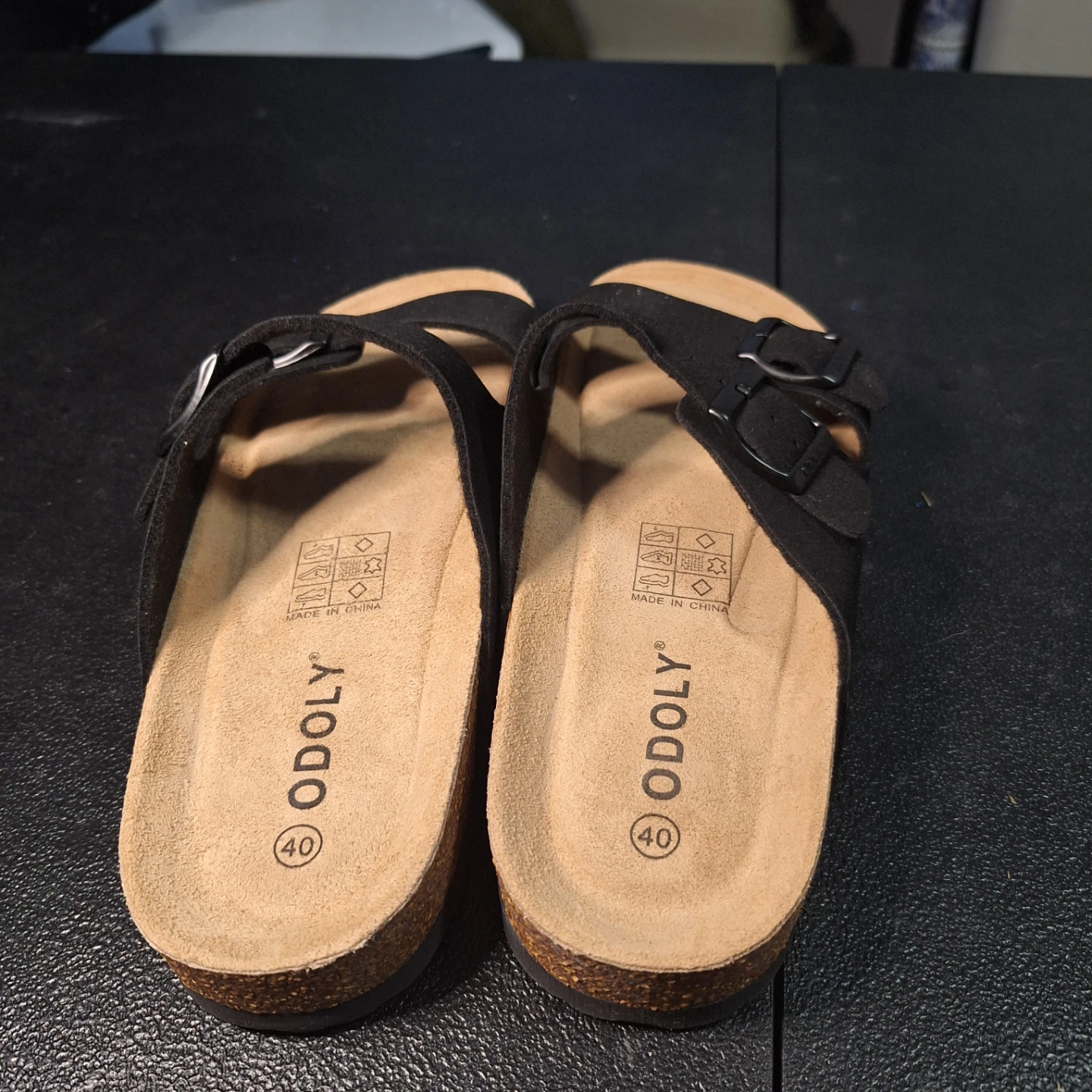 ODOLY Black Double Strap Slides Size 40 - photo 2