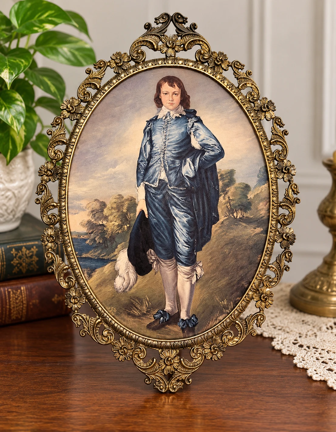 blue boy ornate bubble glass frame