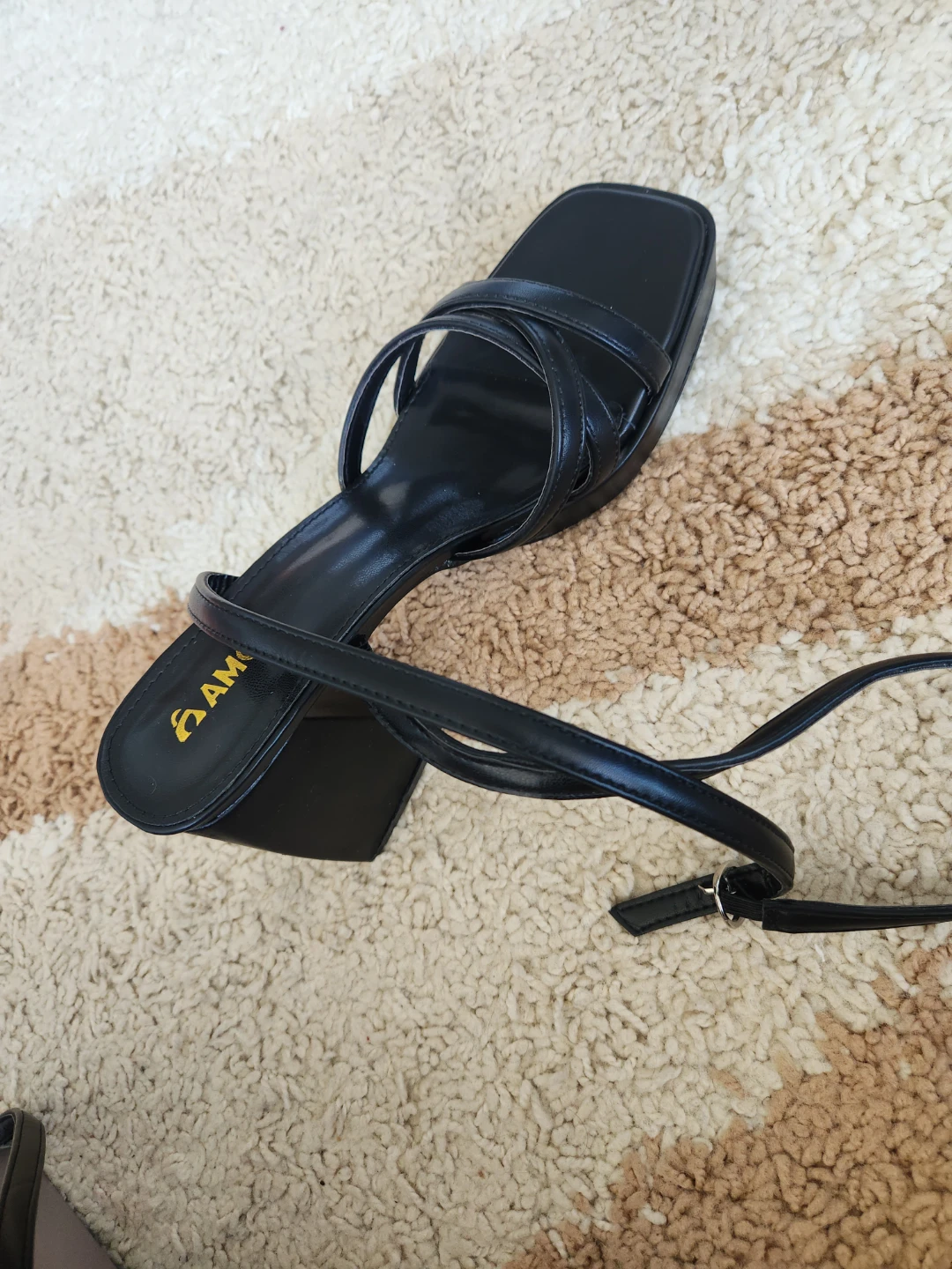 Amoji Black Block Heel Sandals Size 39 - photo 4