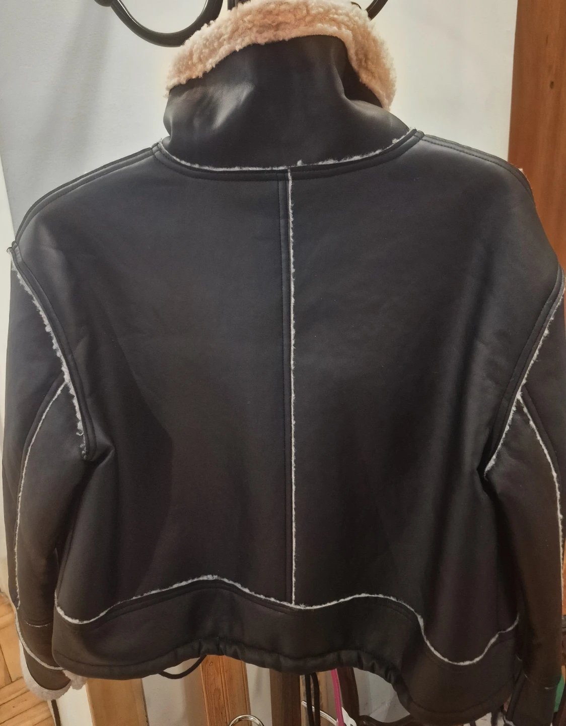 BN)Black S/P Faux Leather Sherpa Jacket - photo 3