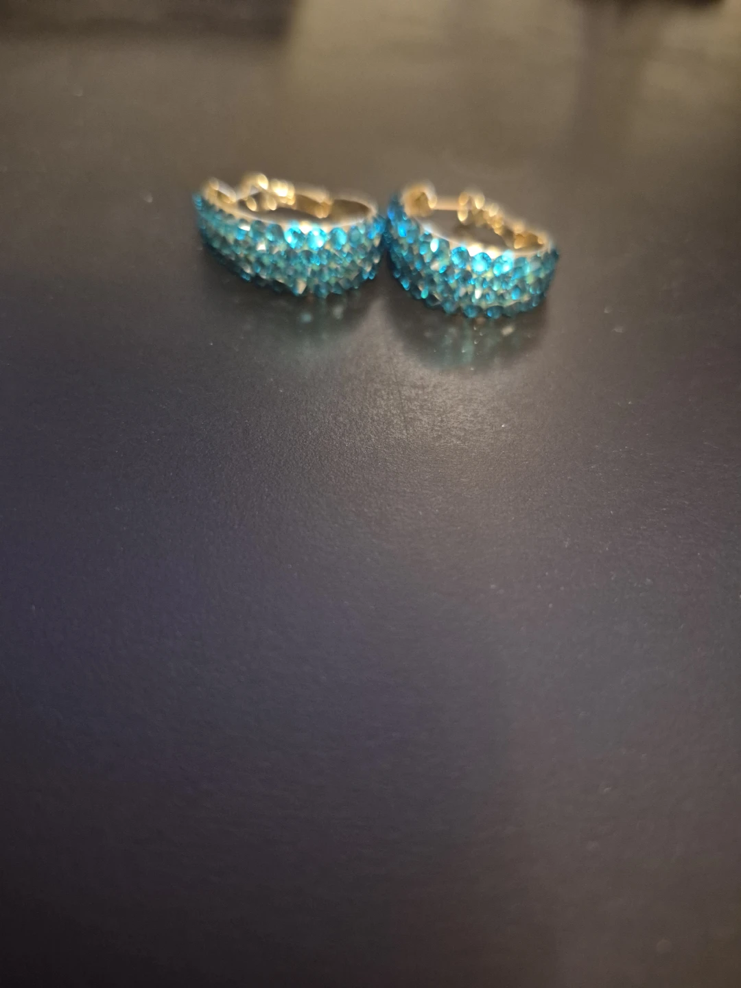 Blue Crystal Hoop Earrings
