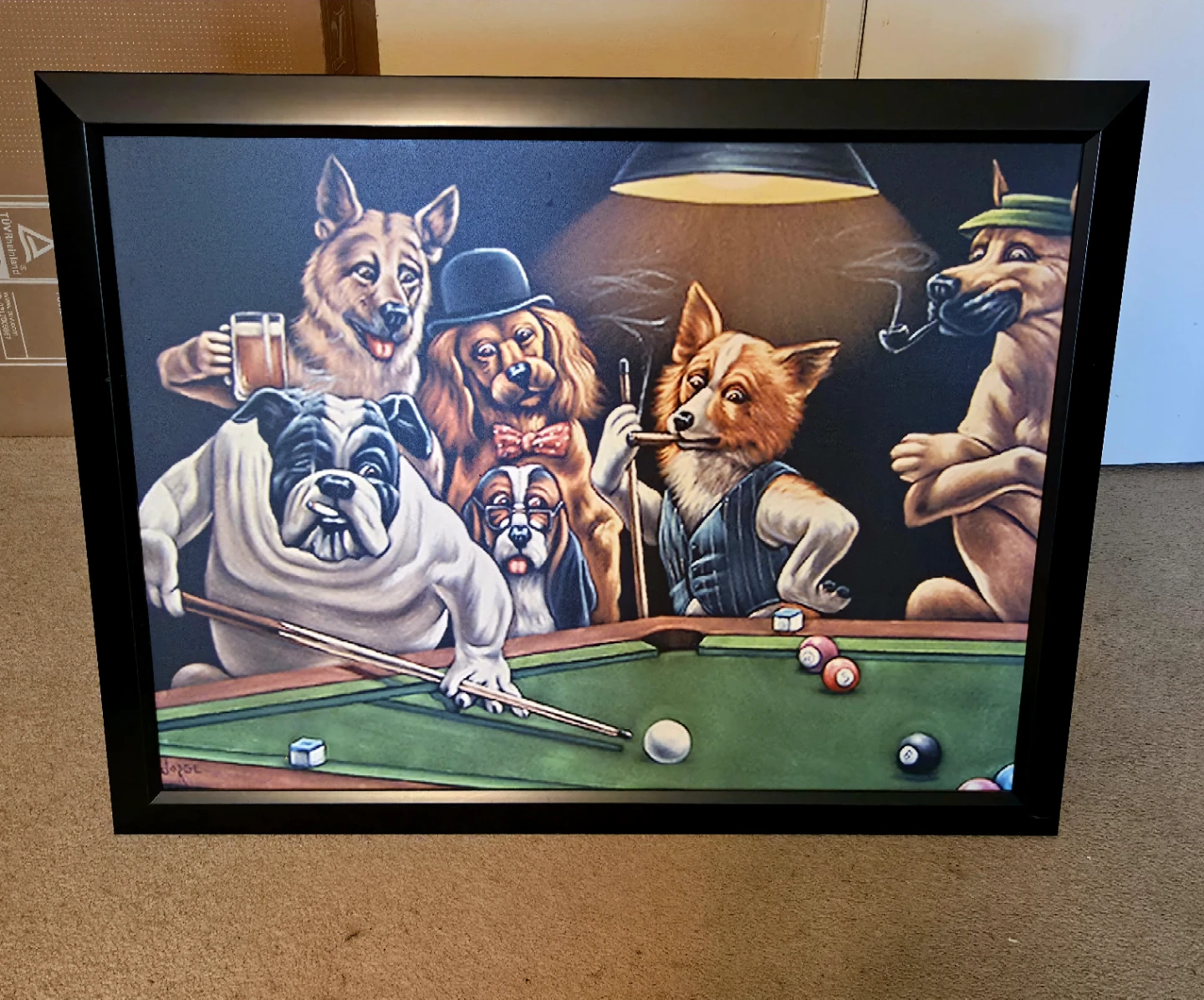 Dogs Playing Pool Poster
