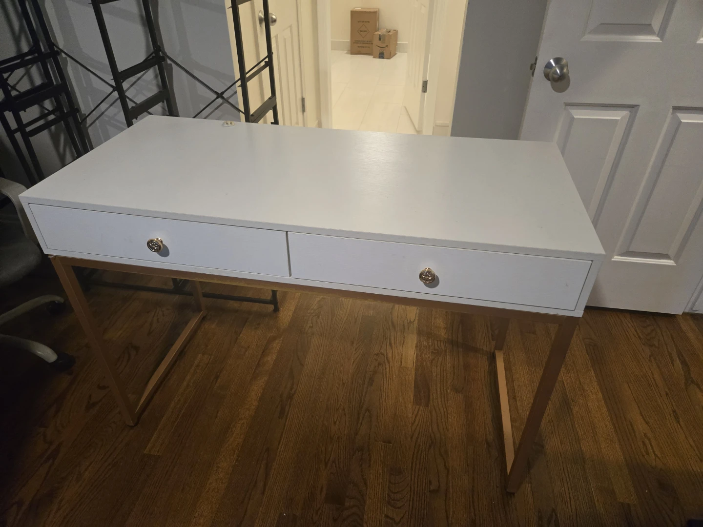 White and Rose Gold Desk
