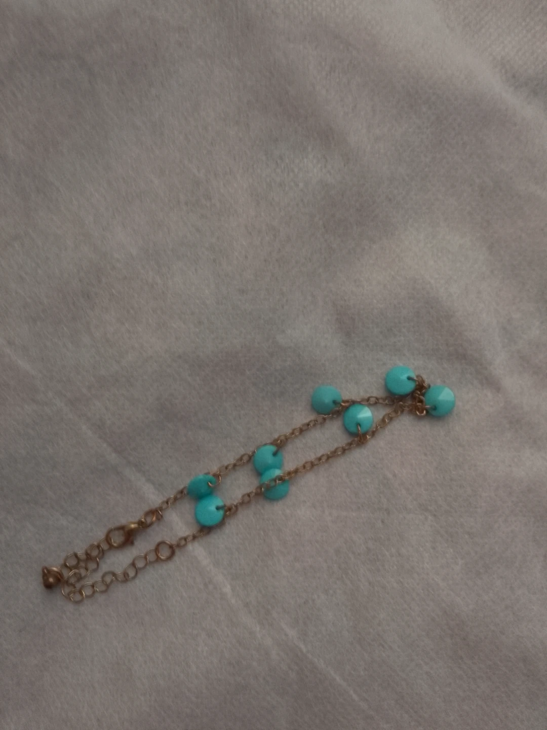 Turquoise Bead Gold-Tone Bracelet 🏈