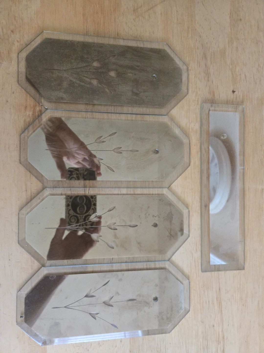 Vintage  Etched Mirror Panels Wheat Foliage