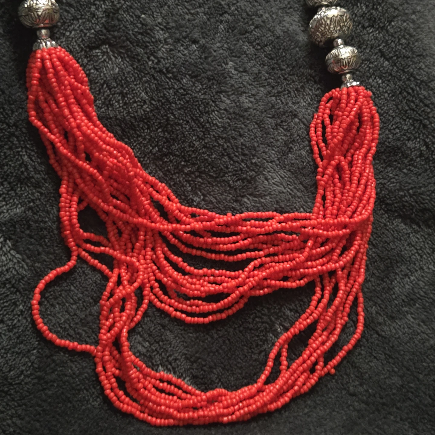 Red beaded multi strands necklace - photo 4