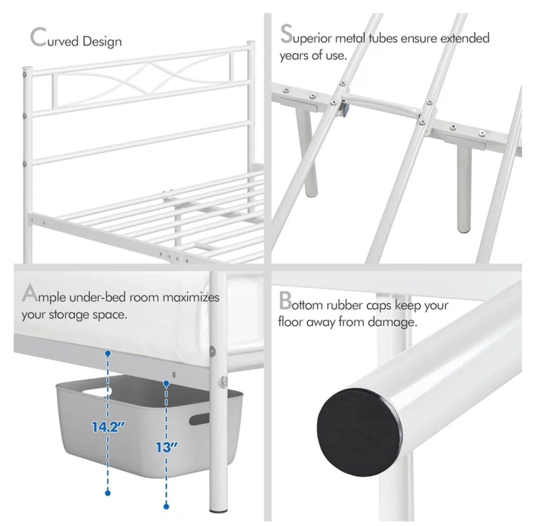 White Metal Queen Bed Frame - photo 2