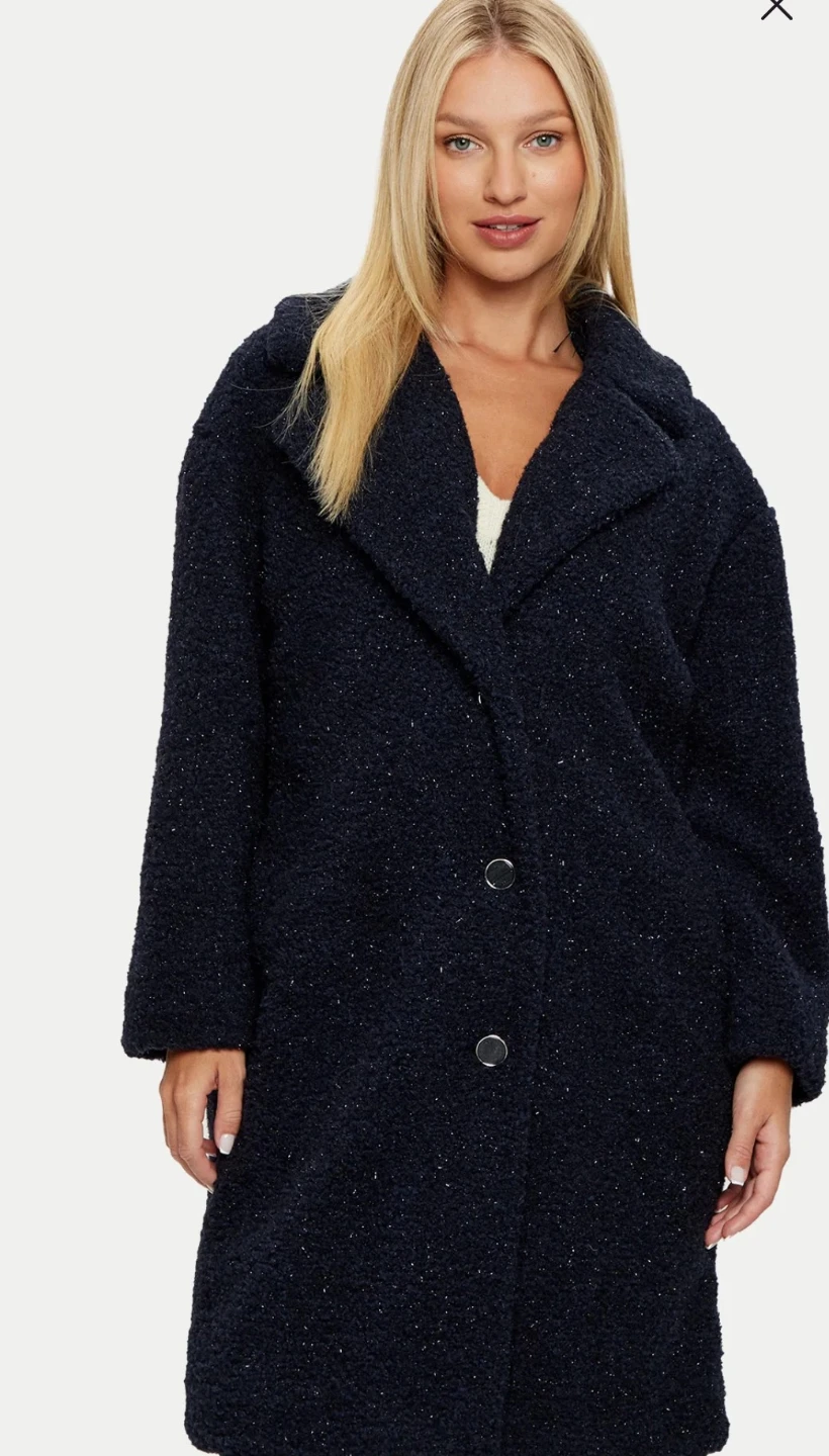 GUESS Navy Sparkle Teddy Coat