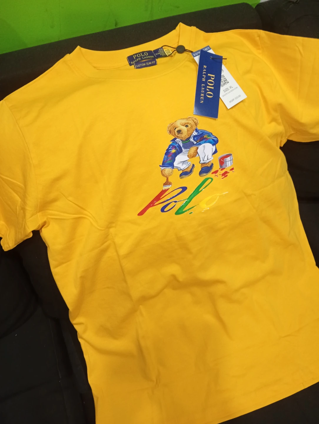 New Polo Ralph Lauren Bear T-Shirt Yellow men's size XL - photo 4