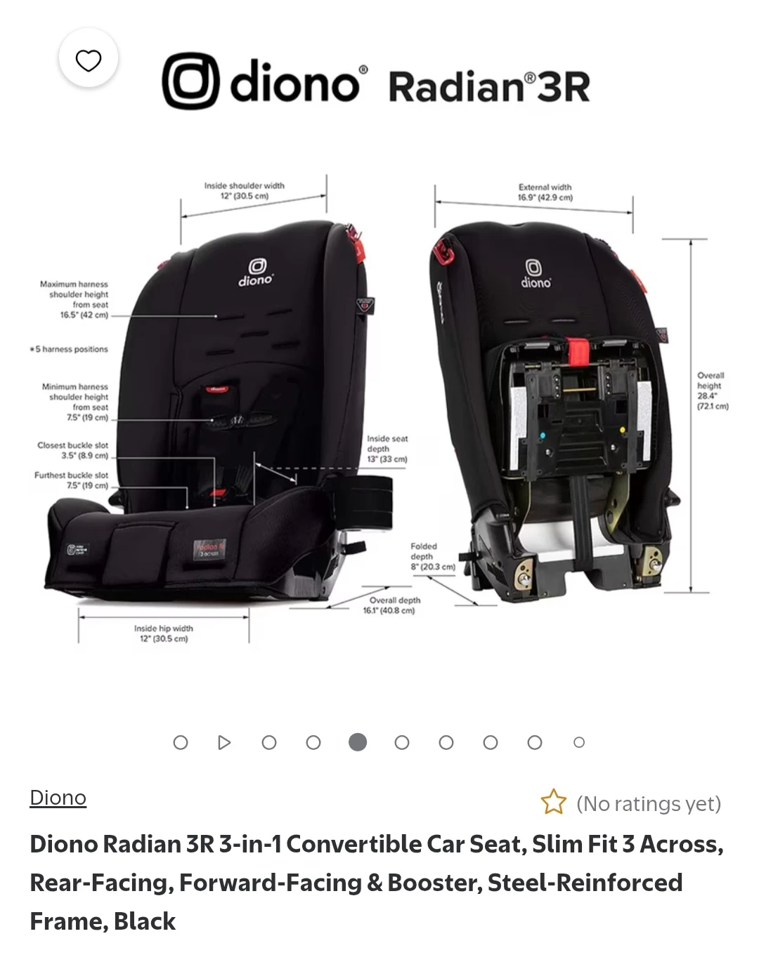 Diono Radian 3R Convertible Car Seat - Black