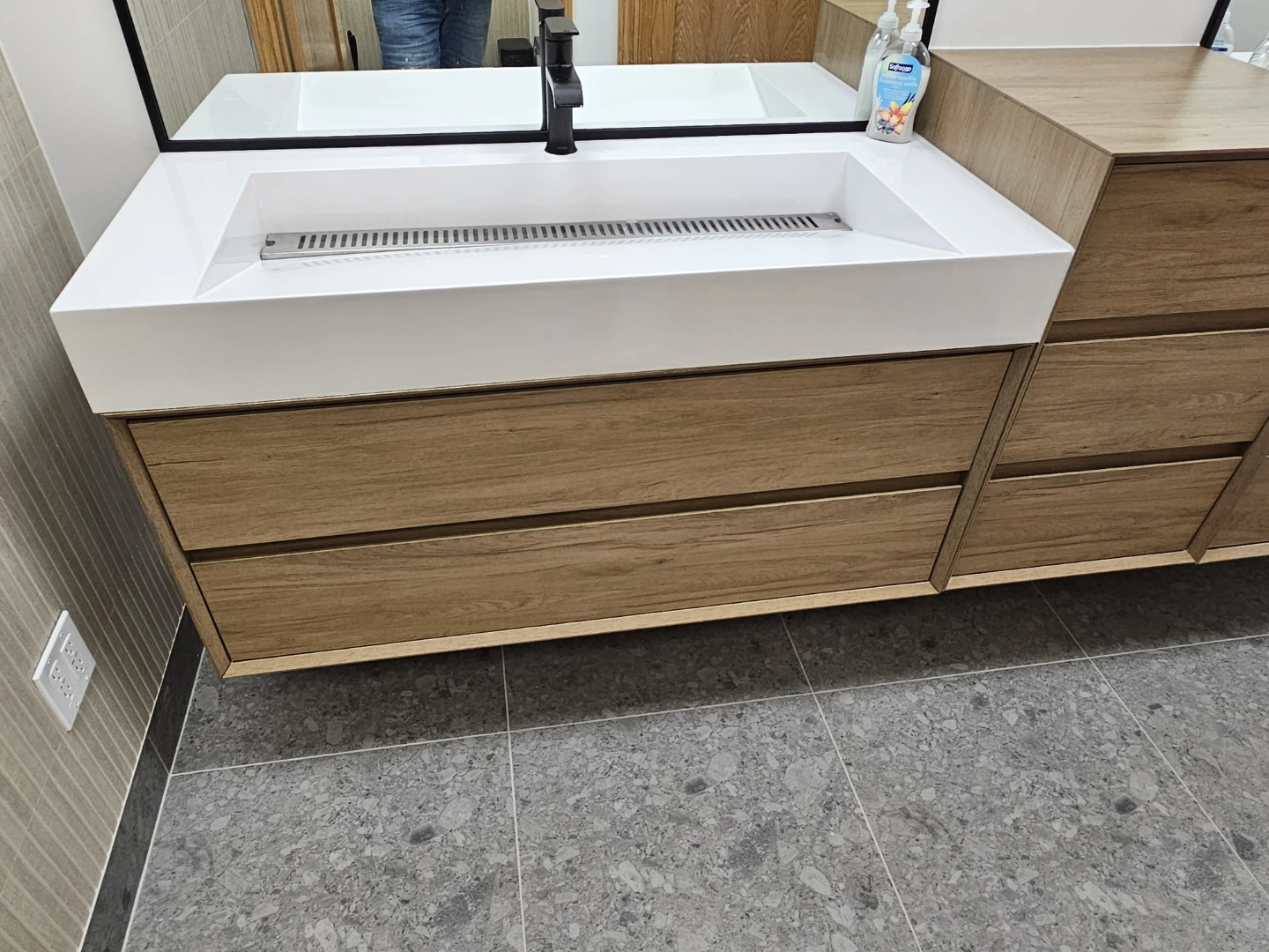 Modern Wood Grain Bathroom Vanity