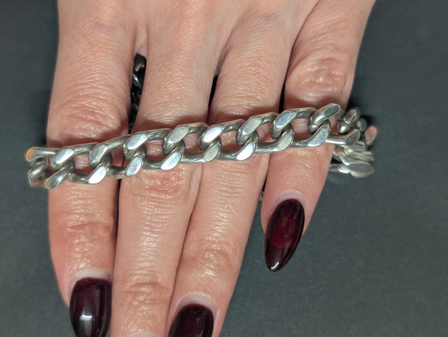 Vintage Sterling Silver Curb Cuban Link Bracelet 925 - photo 2