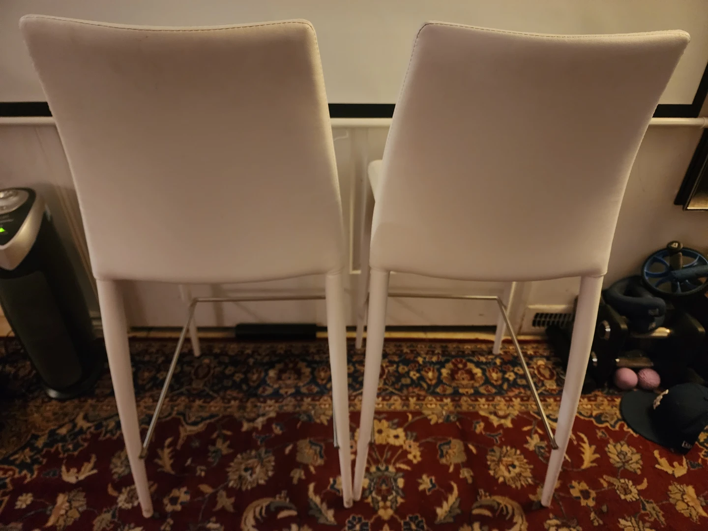 Pair of Structube White Faux Leather Counter Stools - photo 4