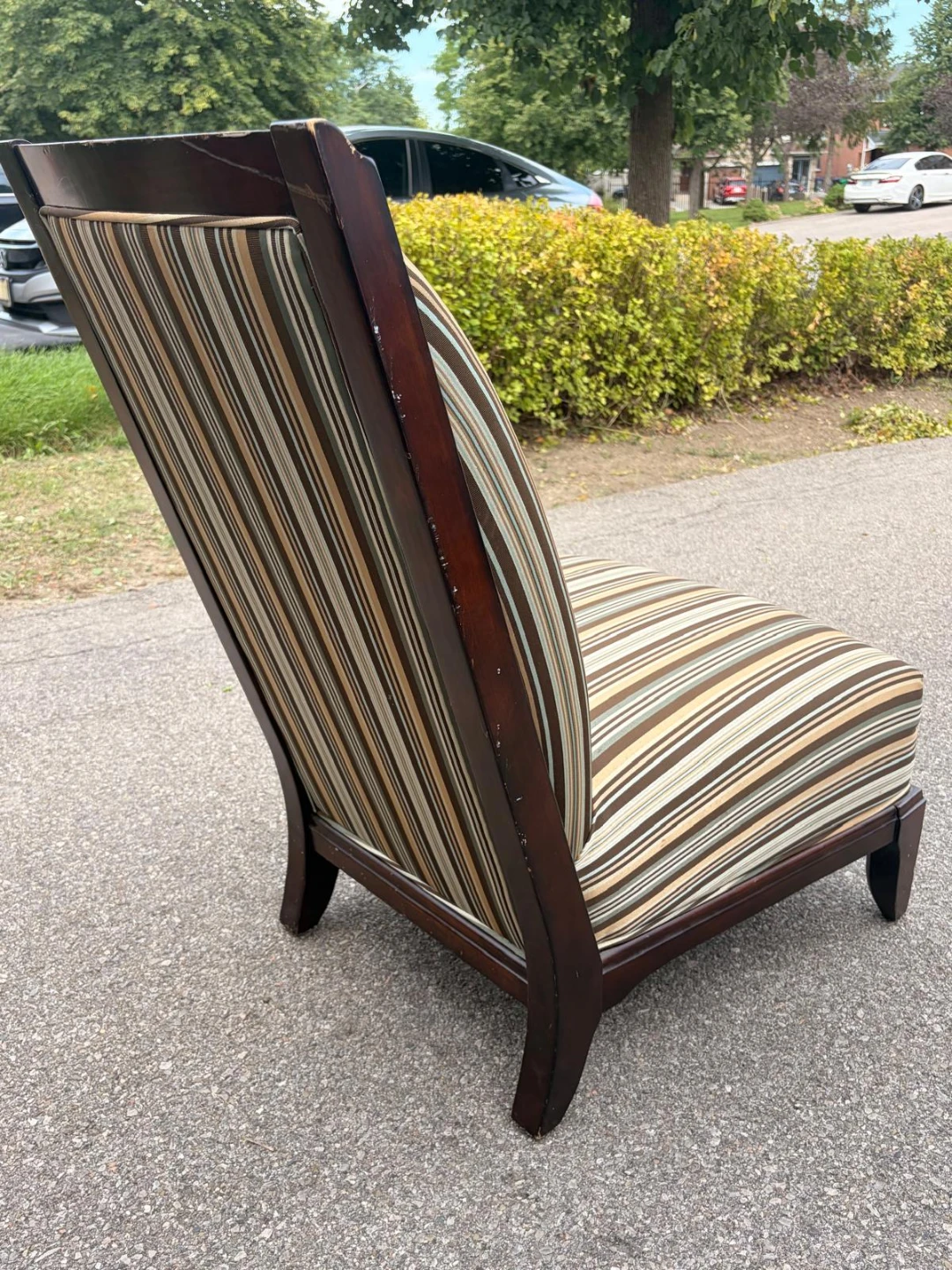 2 Striped Upholstered Accent Chair - photo 2