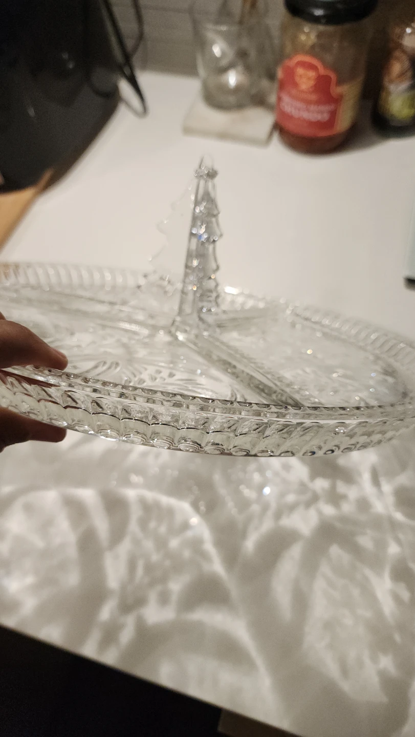 Christmas Theme Clear Glass Divided Serving Tray with Handle - photo 4