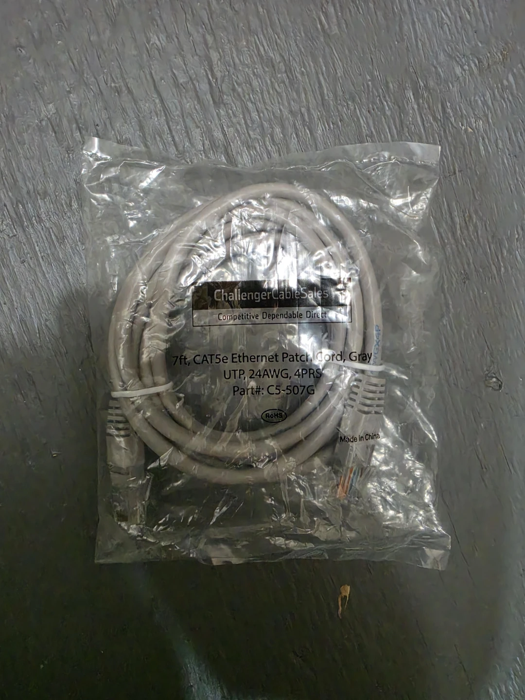 ChallengerCableSales 7ft CAT5e Ethernet Patch Cord Gray