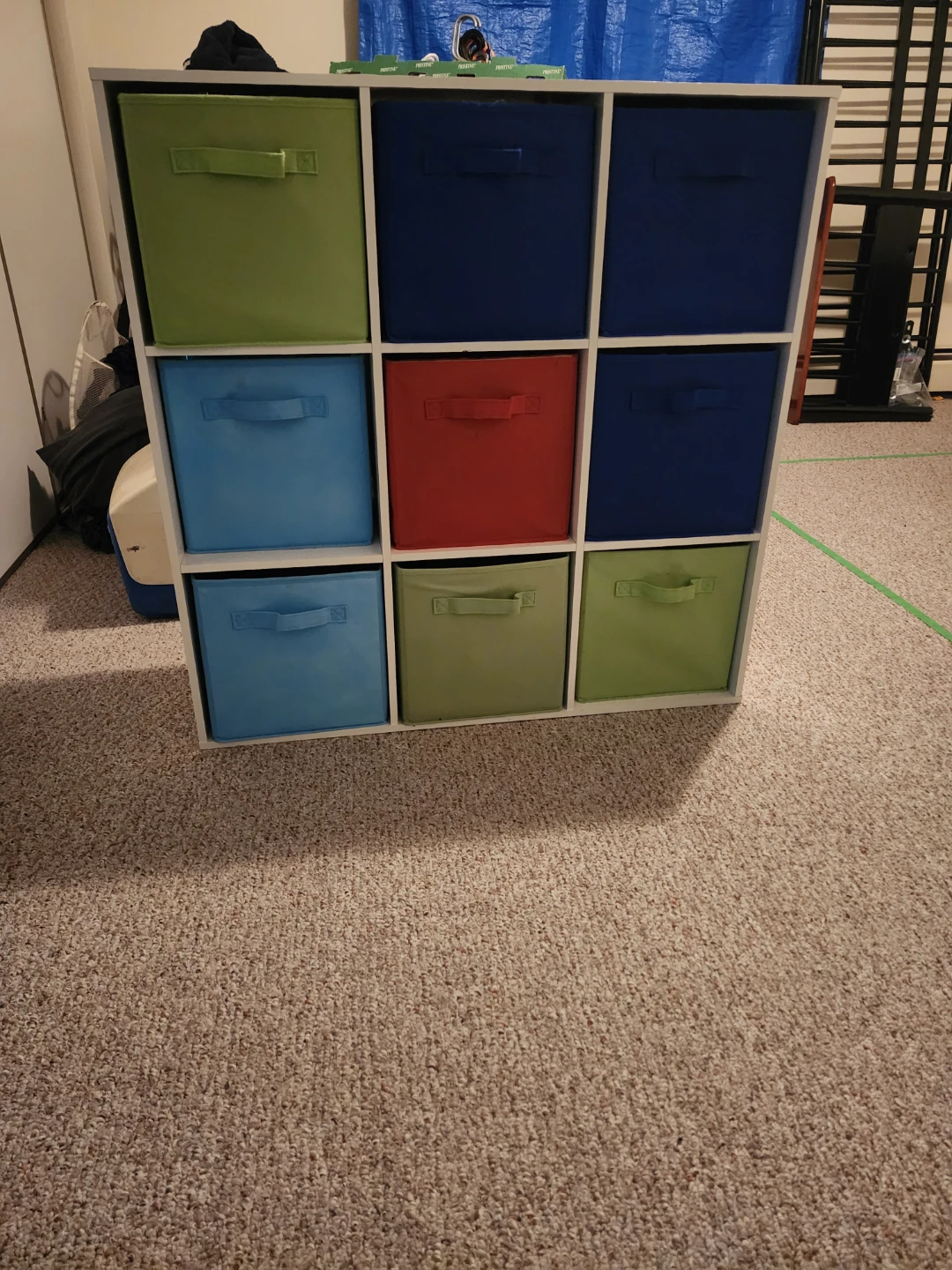 Ikea storage shelf with fabric bins