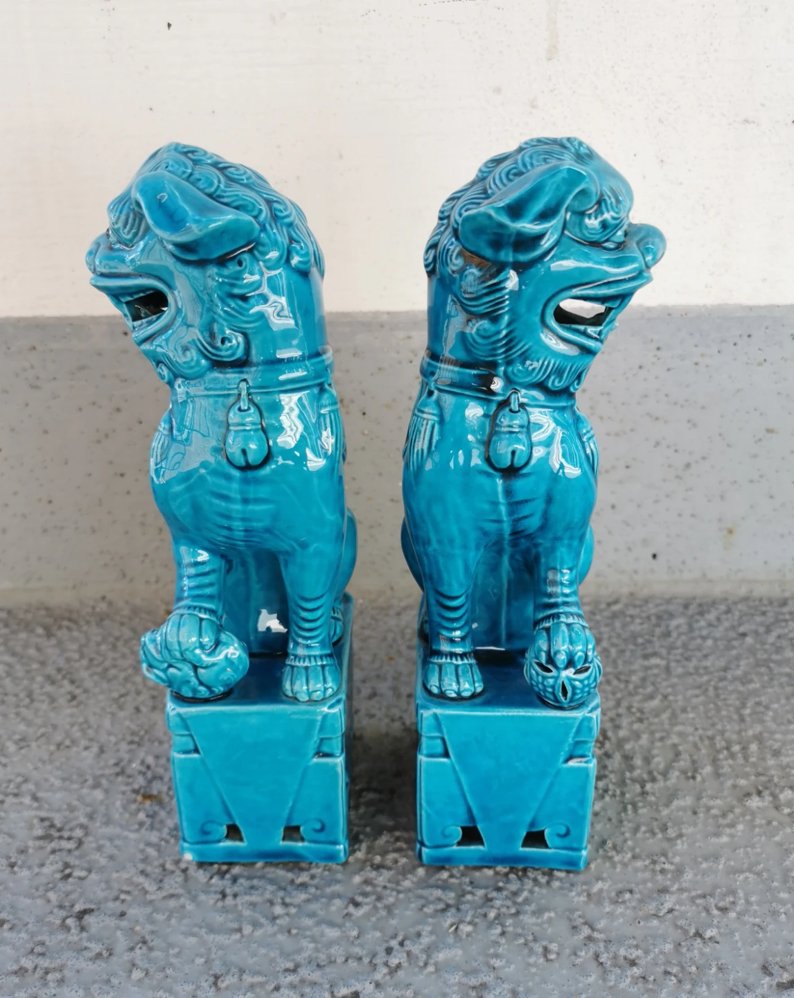 Pair of Vintage Ceramic Foo Dogs / Guardian Lions - photo 4