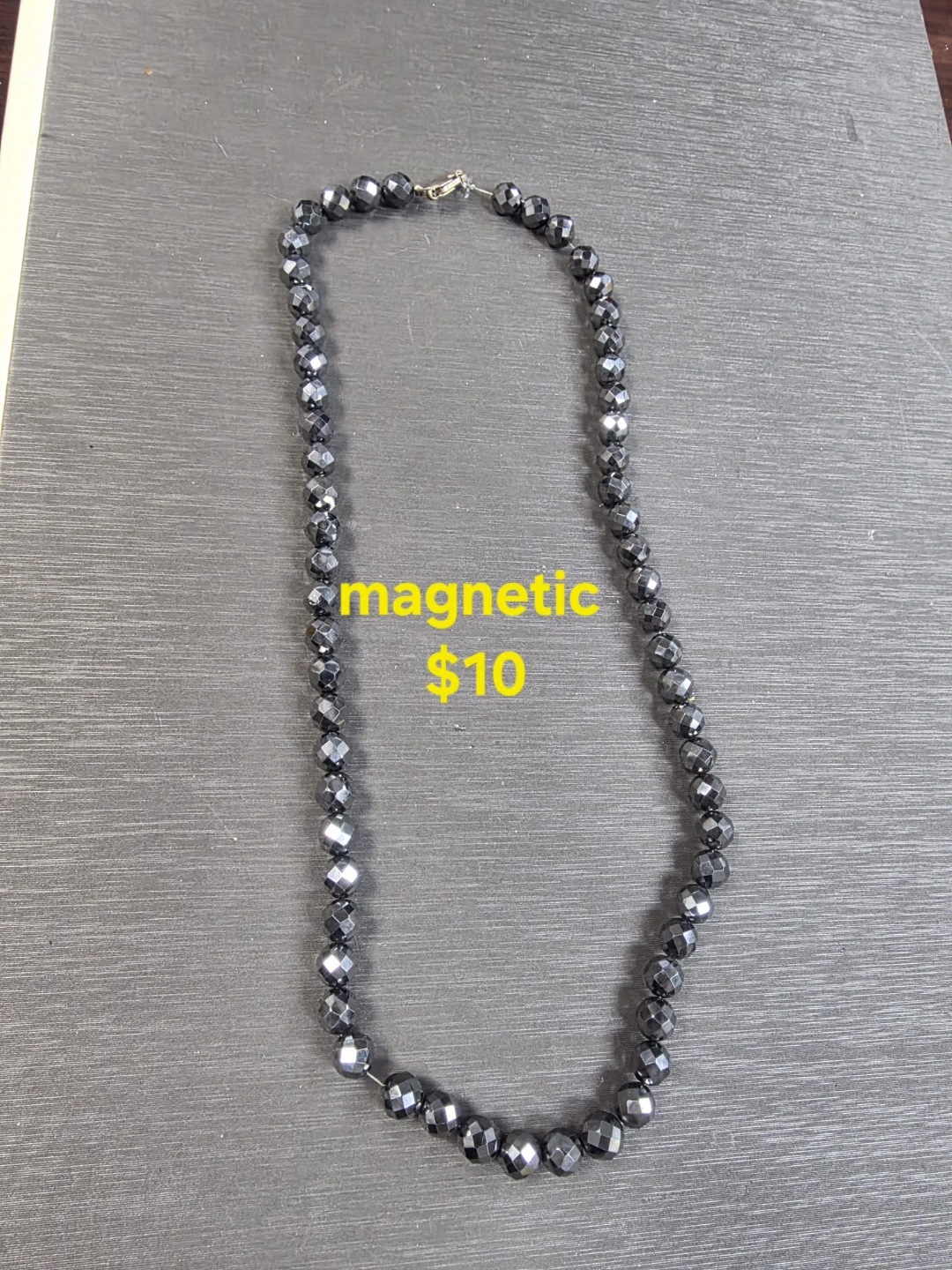Magnetic hematite bead necklace