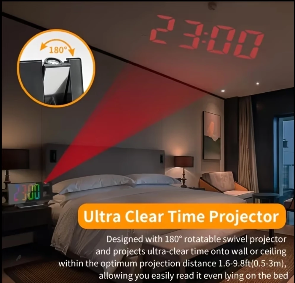 LED Mirror Projection Alarm Clock - photo 3