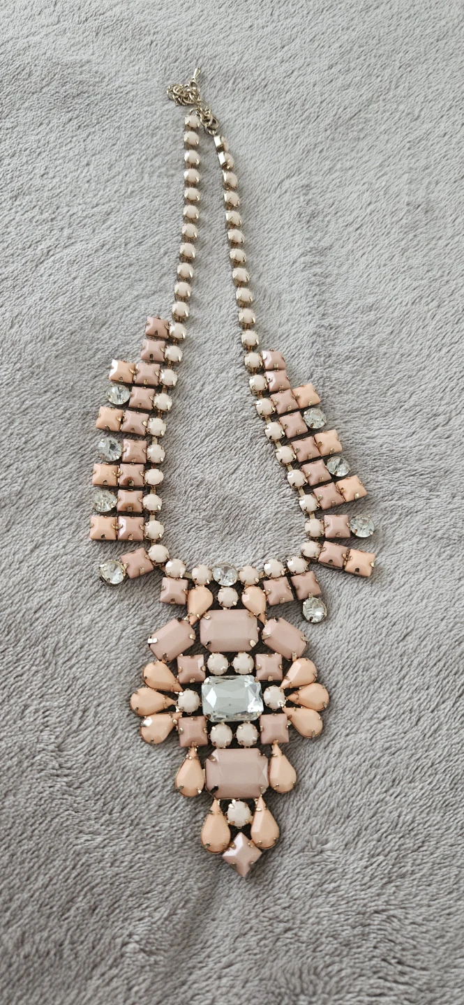Statement Necklace with Blush and Clear Stones
