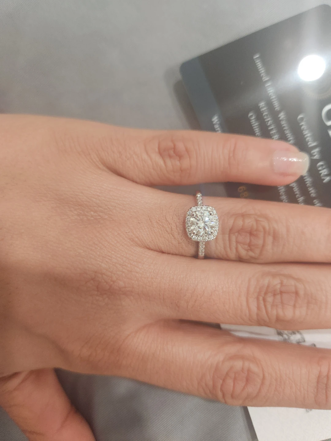 GRA Moissanite Ring 1.0ct 6.5mm
