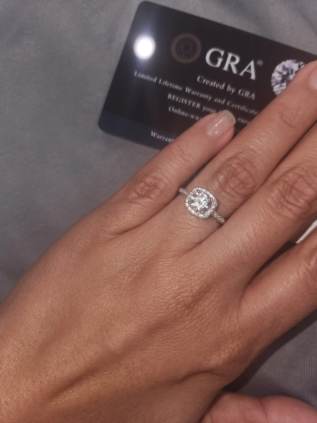 GRA Moissanite Ring 1.0ct 6.5mm - photo 2