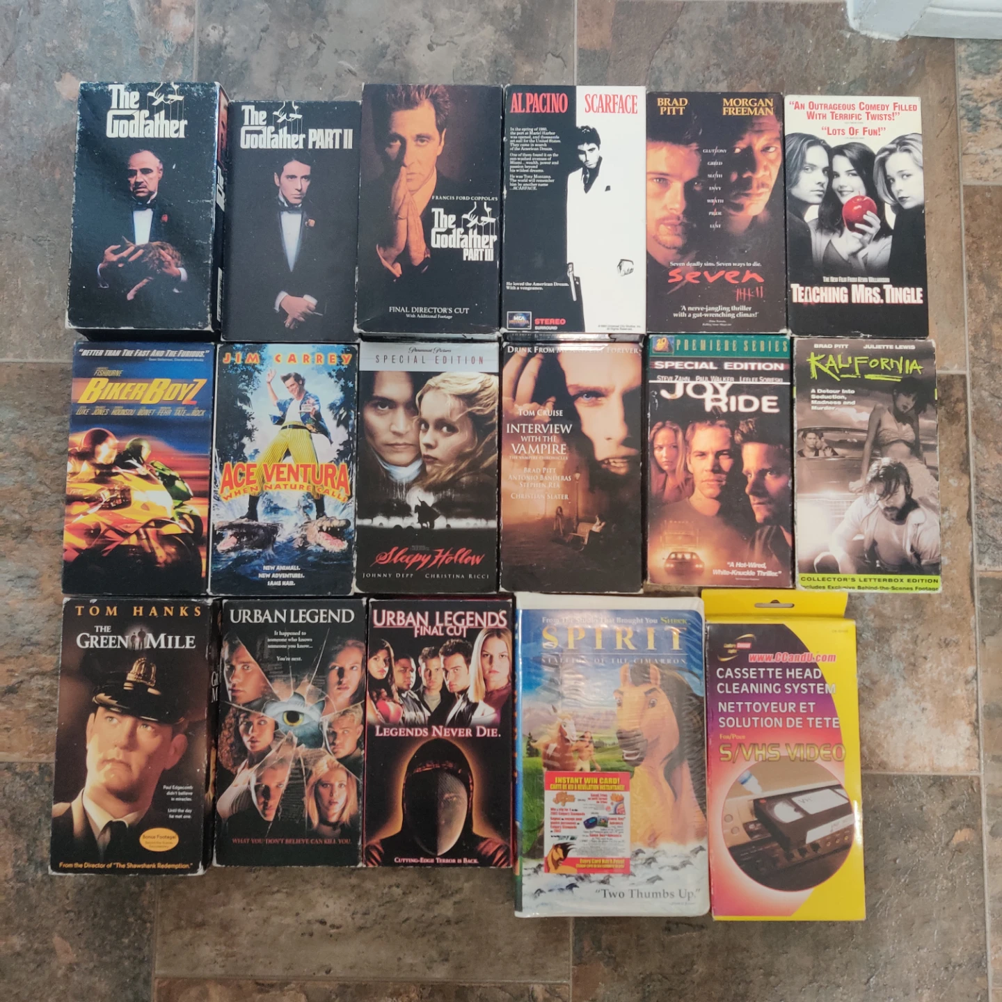 Bundle Collection of 16 VHS Movies and Head Cleaning System