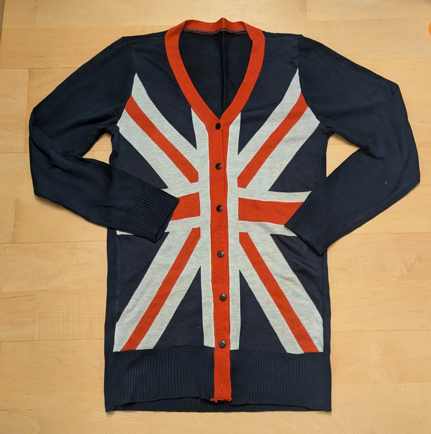 Union Jack Pattern Button-Up Cardigan