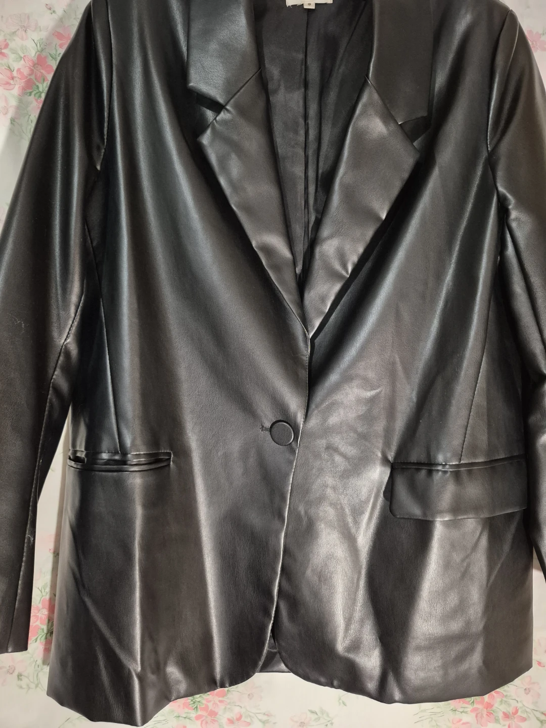 Aaron & Amber Black Faux Leather Blazer Size S - photo 2