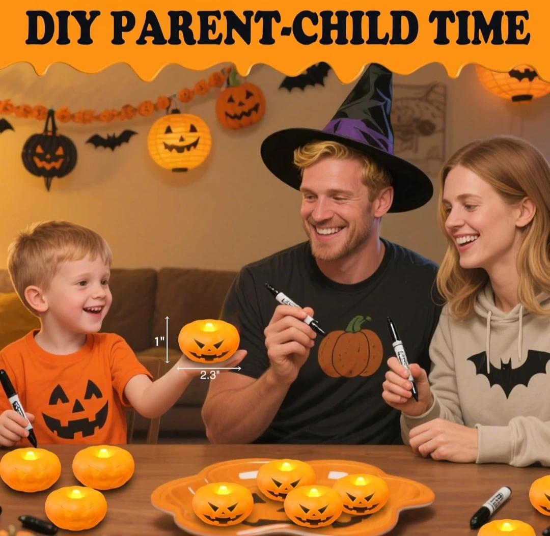 Set of Flameless LED Pumpkin Floating Candles - photo 2