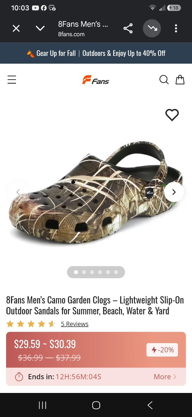 8Fans Men's Camo Garden Clogs