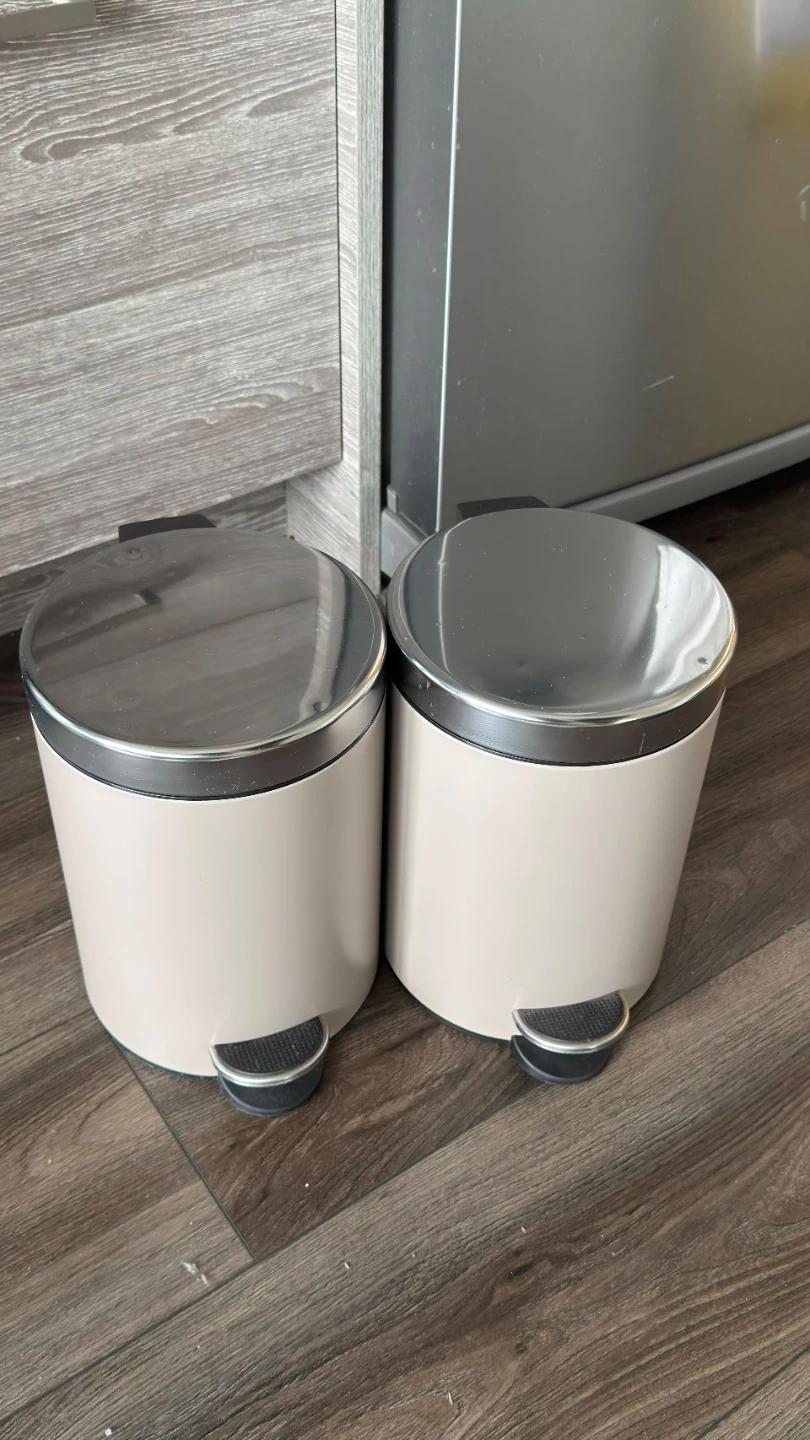 Two cream pedal waste bins - photo 3