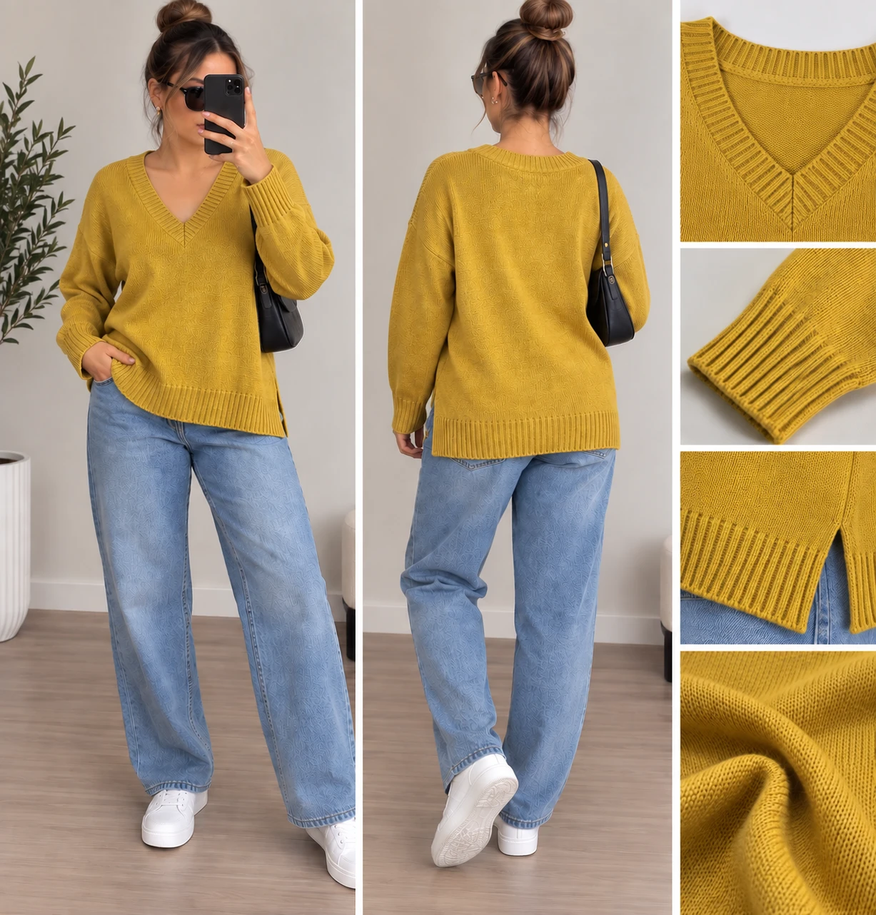 Yellow V-Neck Sweater size S-M