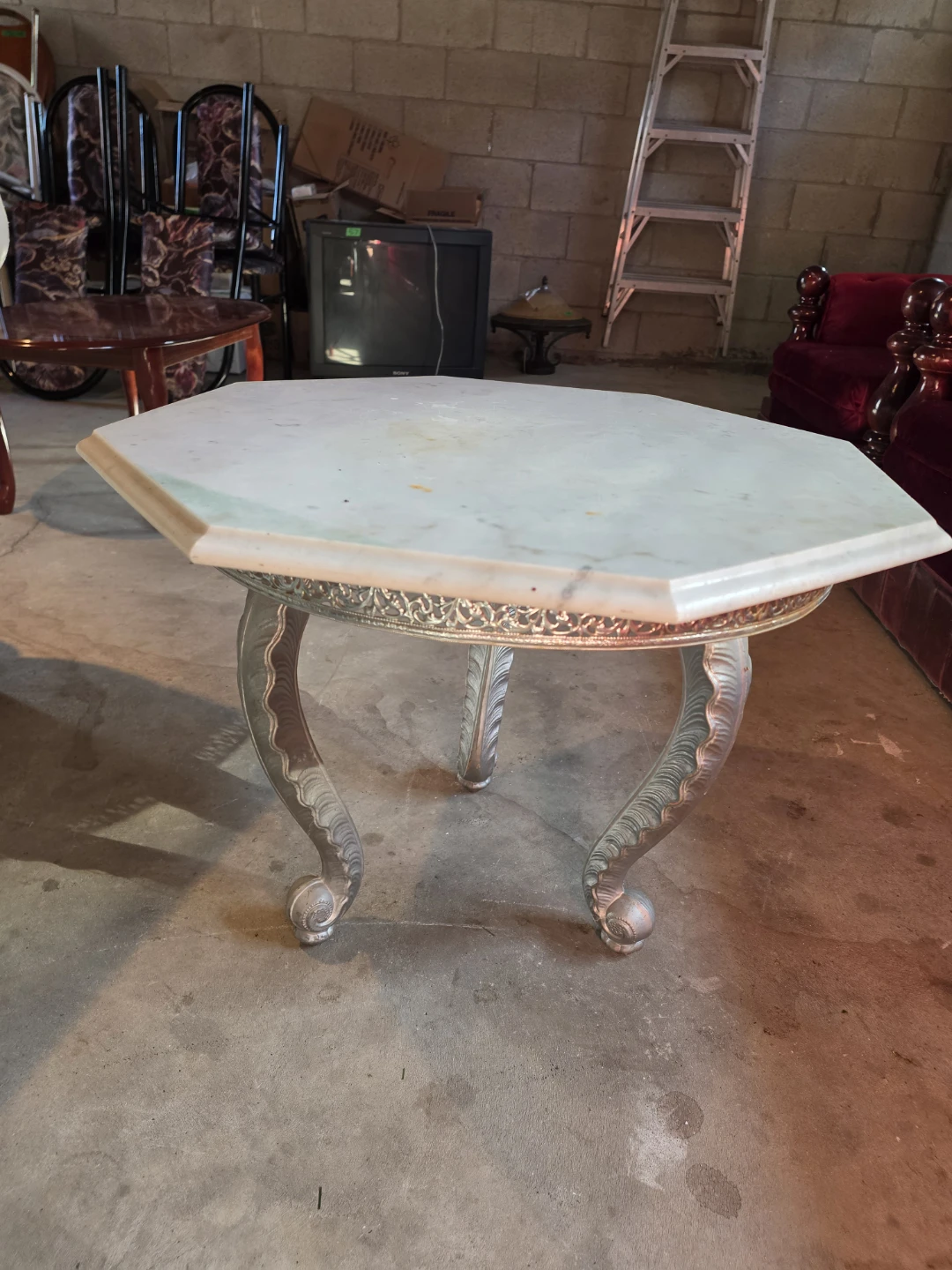 Octagonal Marble Top Accent Table - photo 4