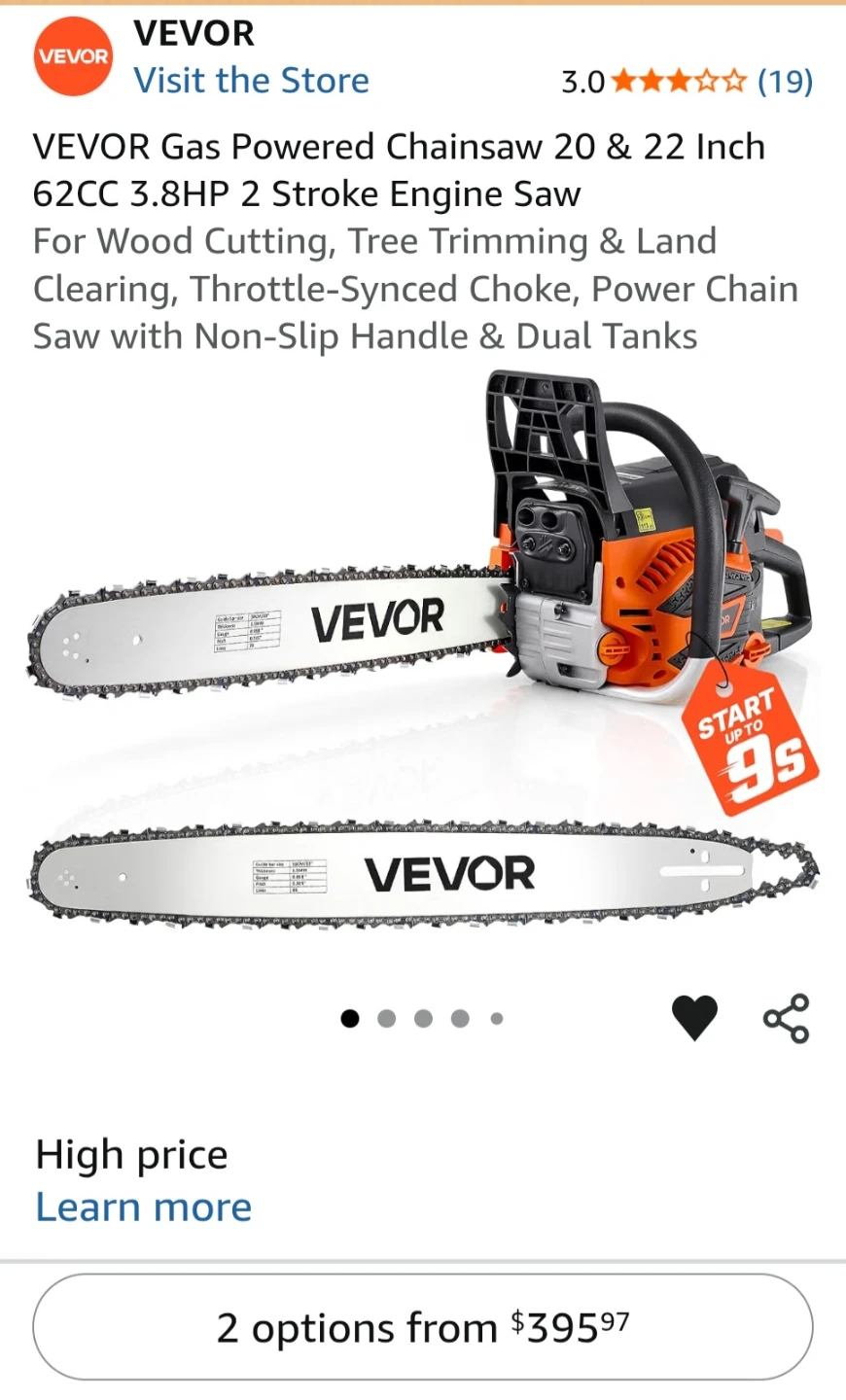 VEVOR Gas Powered Chainsaw 62CC - photo 5