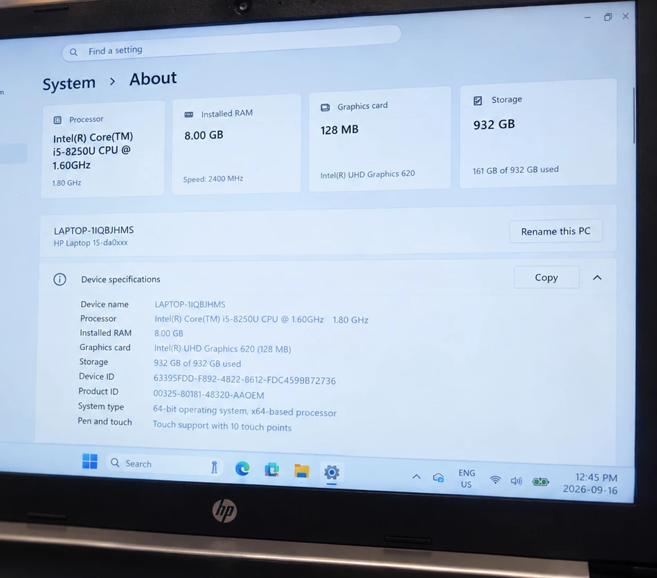 HP Laptop 15-da0xxx Intel i5 8GB RAM - photo 4