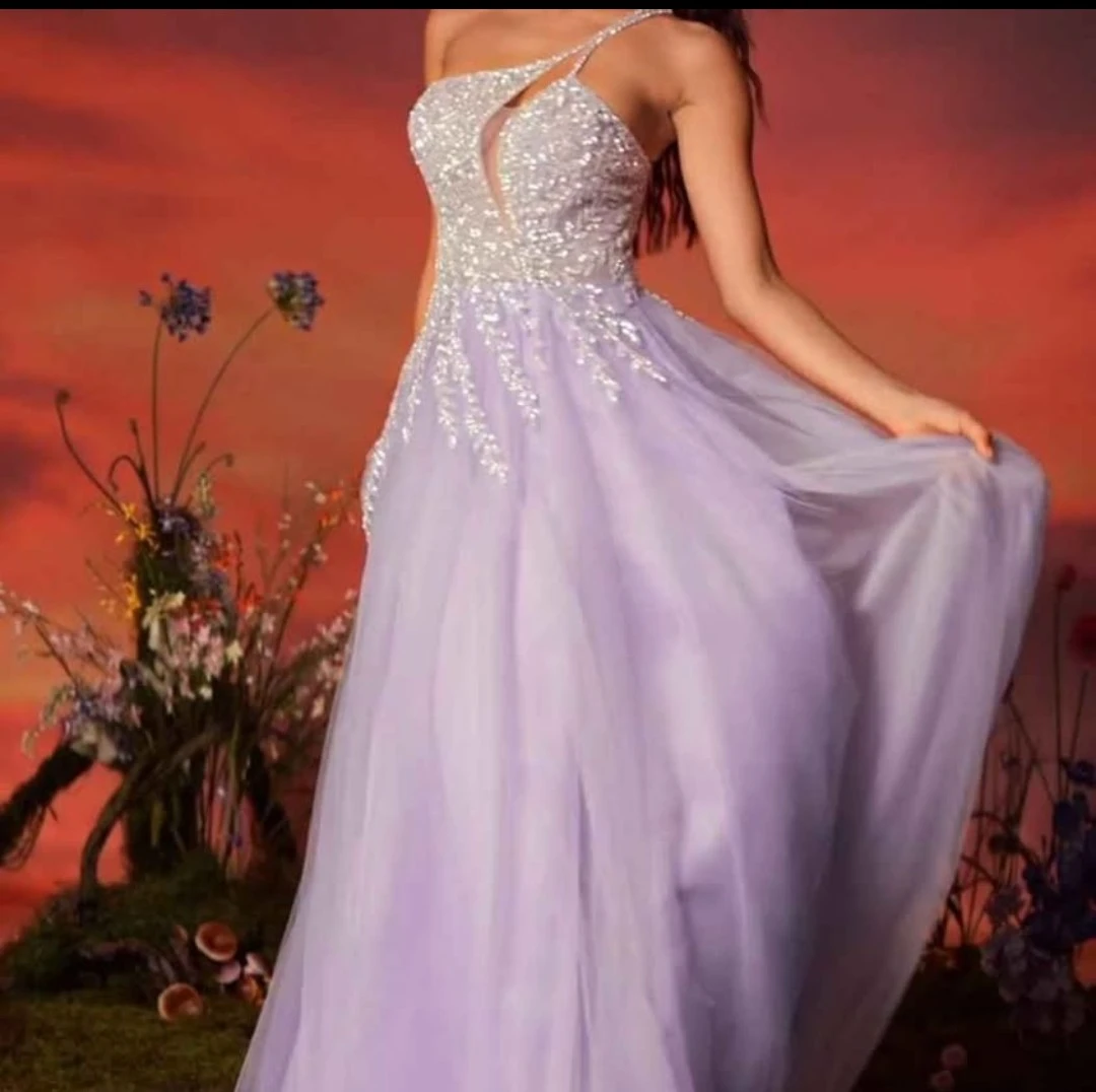 Lavender Sequin One-Shoulder Formal dress