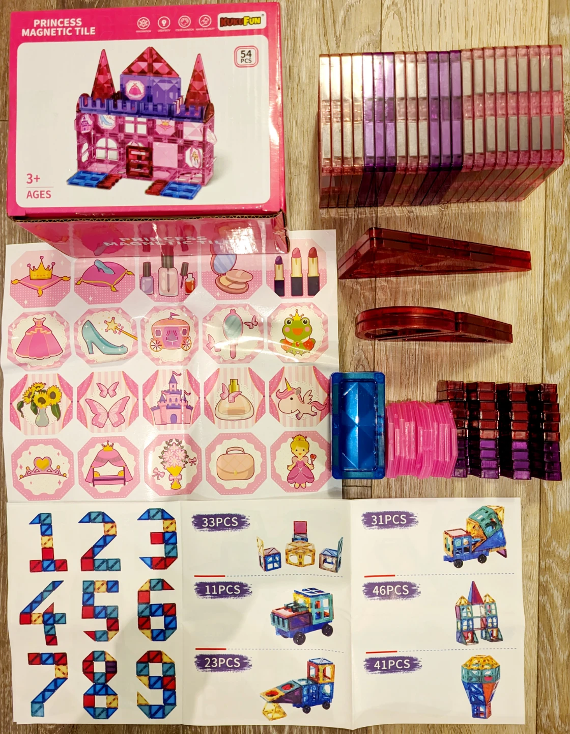 54 PCS Magnet Building Tiles Princess Castle Set - photo 3
