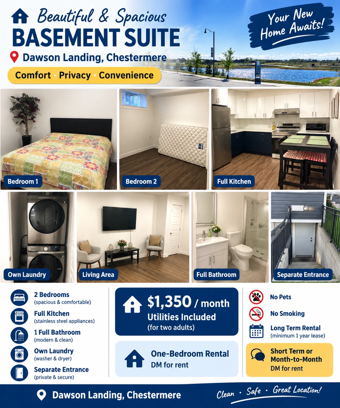 BEAUTIFUL 2-BEDROOM BASEMENT SUITE FOR RENT IN CHESTERMERE! ✨🏡