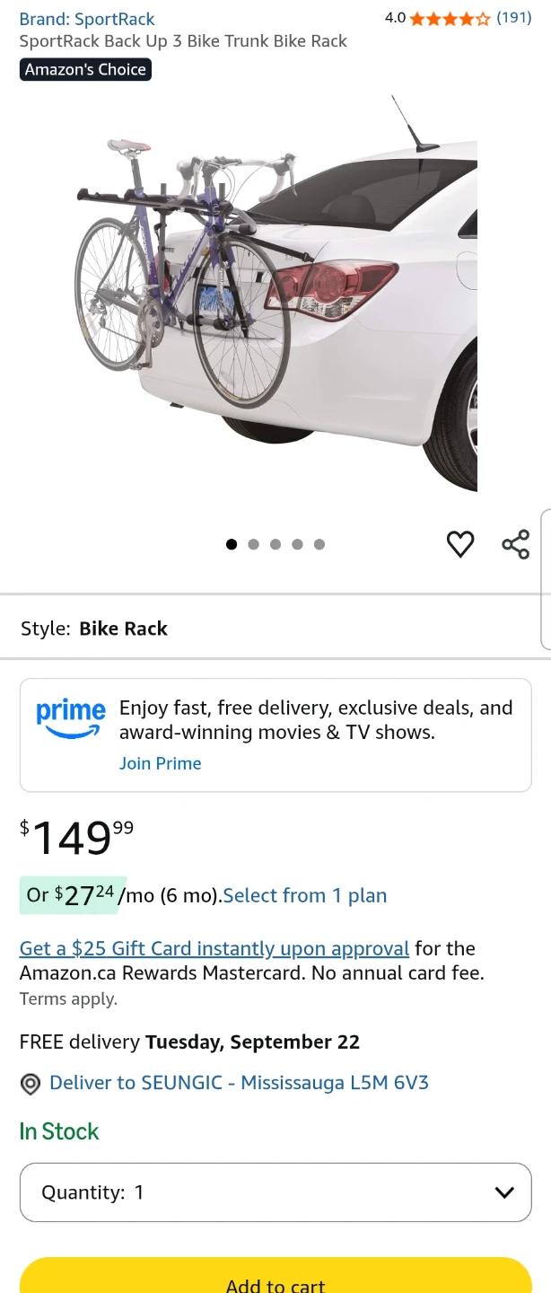 SportRack Back Up 3 Bike Trunk Rack