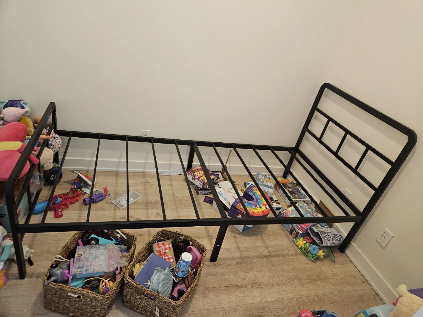 Black metal twin XL bed frame