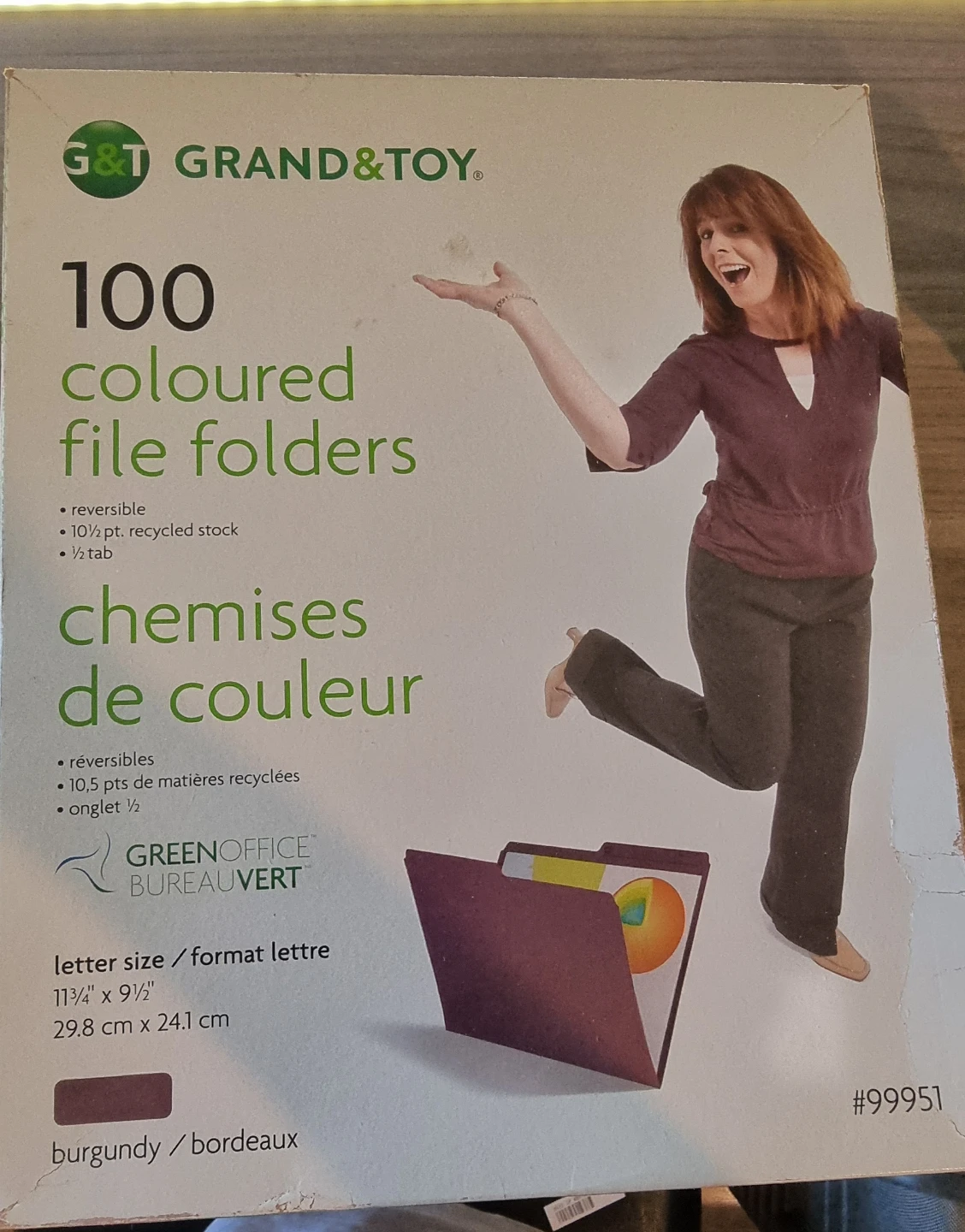 Grand & Toy Burgundy Letter Size File Folders (100 Count)