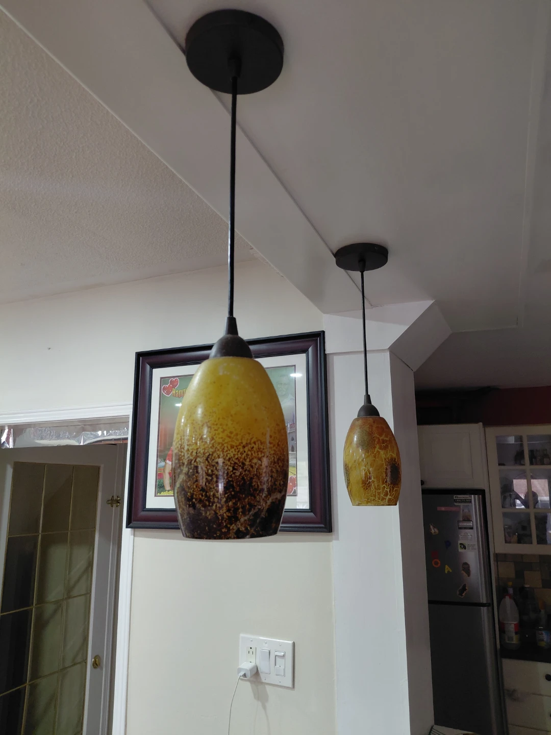 Two hanging pendant lights