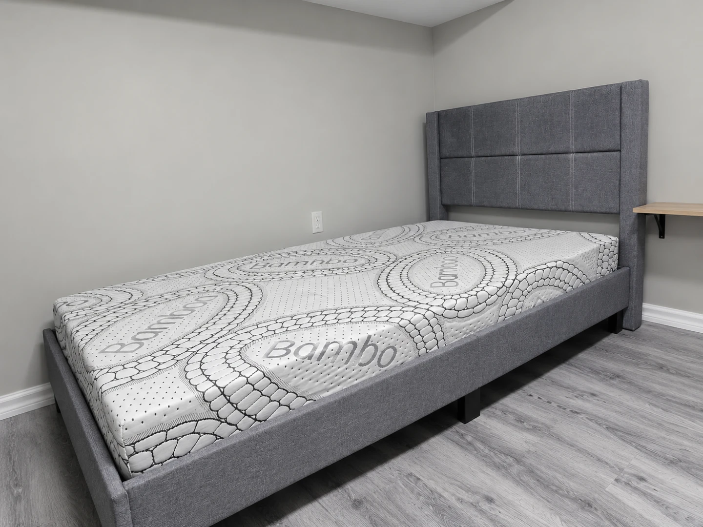 Single Bed with Comfortable Bamboo Mattress - Grey - photo 3