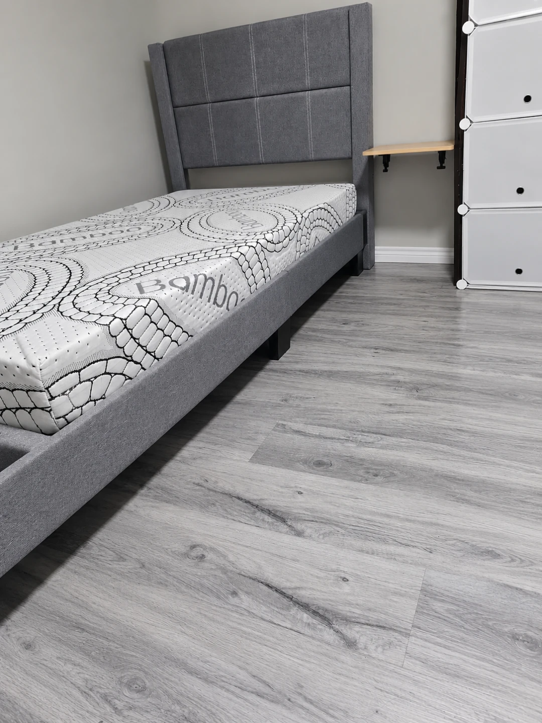 Single Bed with Comfortable Bamboo Mattress - Grey - photo 4
