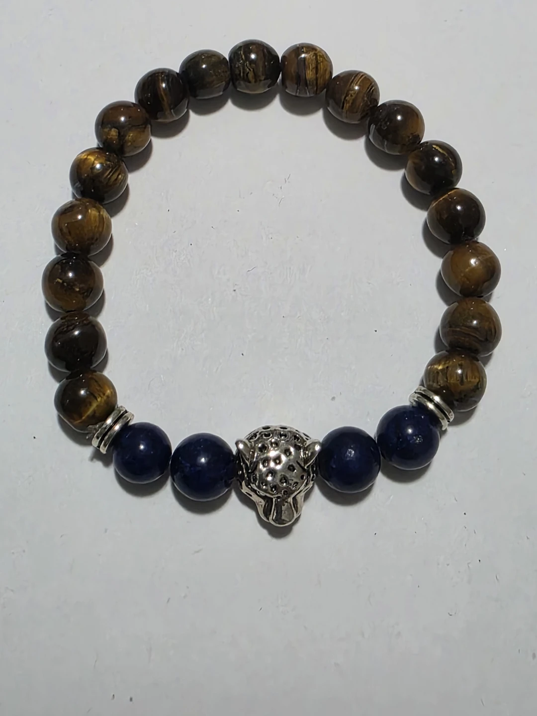 Tiger eye and blue bead bracelet.