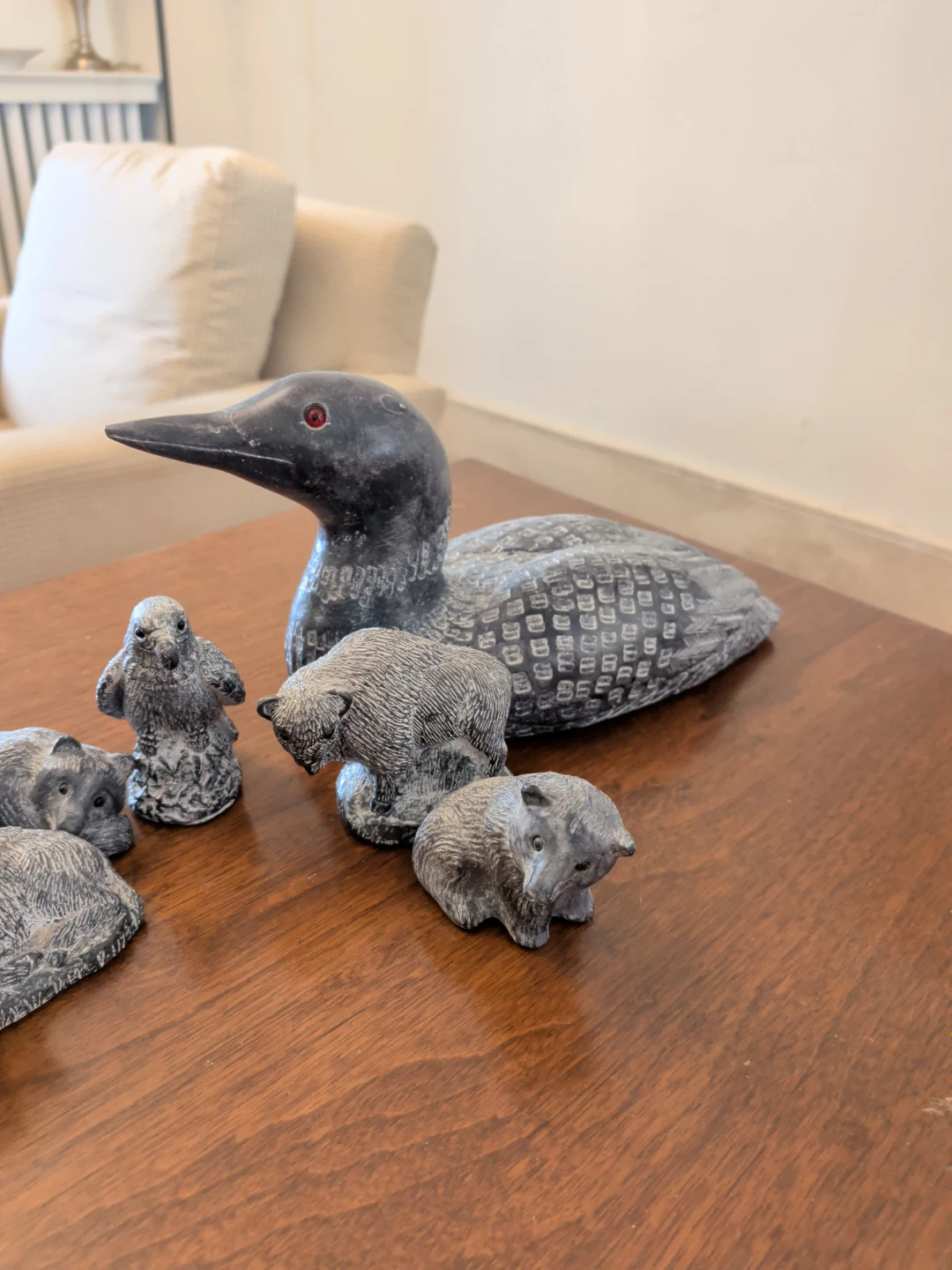 Set of 13 Hand-Carved Stone Wildlife Figurines - photo 4