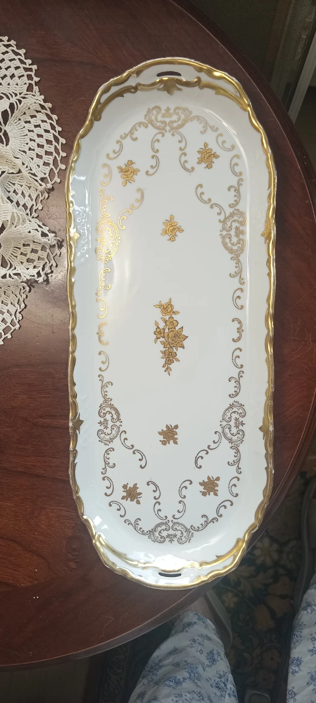 German porcelain    Gold Trimmed Serving Tray