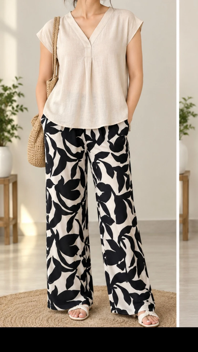 See You Monday Black and White Patterned Pants